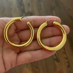 Gold Metal Hoop Earrings